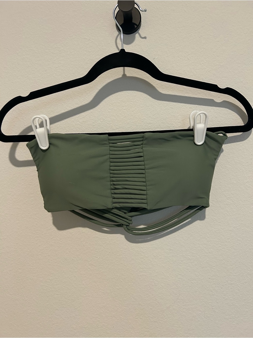 Pink Lily Green Bandeau Swim Top